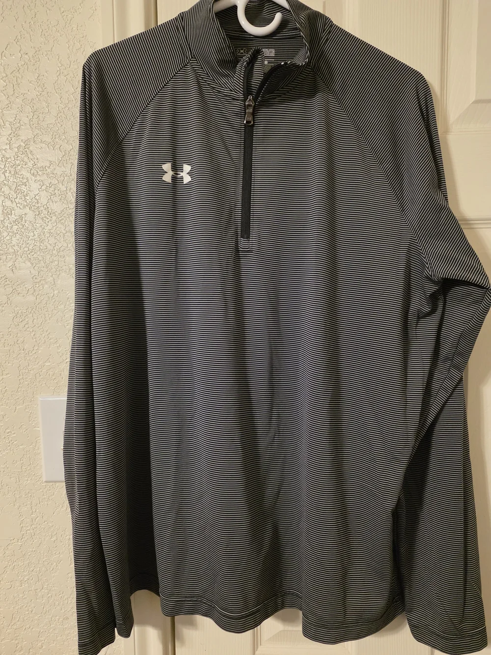 Under Armour Black & White Striped 1/4 Zip Performance Jacket
